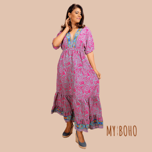 Vestido Longo com Toque de Seda Roxo