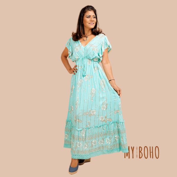 Vestido Longo Boho Azul - Tamanho G